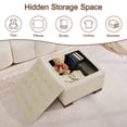 thumbnail image 3 of HASLE 24" Square Storage Ottoman Coffee Table, Linen Tufted Ottoman with Reversible Wooden Tray Lid, Ample Storage Footstool, Khaki, 3 of 8