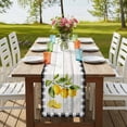 thumbnail image 4 of Table Runners 90 Inches Long Dress Scarves, Yellow Lemon Farmhouse Coffee/Dining/Kitchen Table Runner for Living Room, Summer Botanical Black White Checkered Wooden 13x90 Inch, 4 of 9