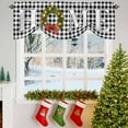 thumbnail image 3 of HOME Christmas Wreath Tie Up Valances Curtain, Bow Retro Black And White Check Adjustable Rod Pocket Short Window Treatment Tie Up Curtains Valances for Kitchen Living Room Bathroom 42x18 Inches, 3 of 9