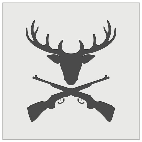 Crossed Hunting Rifles with Deer Head Antlers DIY Cookie Wall Craft Stencil - 5.5 Inch