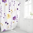 thumbnail image 2 of Watercolor Floral Shower Curtain, Purple Yellow Flower Shower Curtain for Bathroom, Modern Minimalist Waterproof Fabric Shower Curtain Set with Hooks 72x72 Inch, 2 of 7