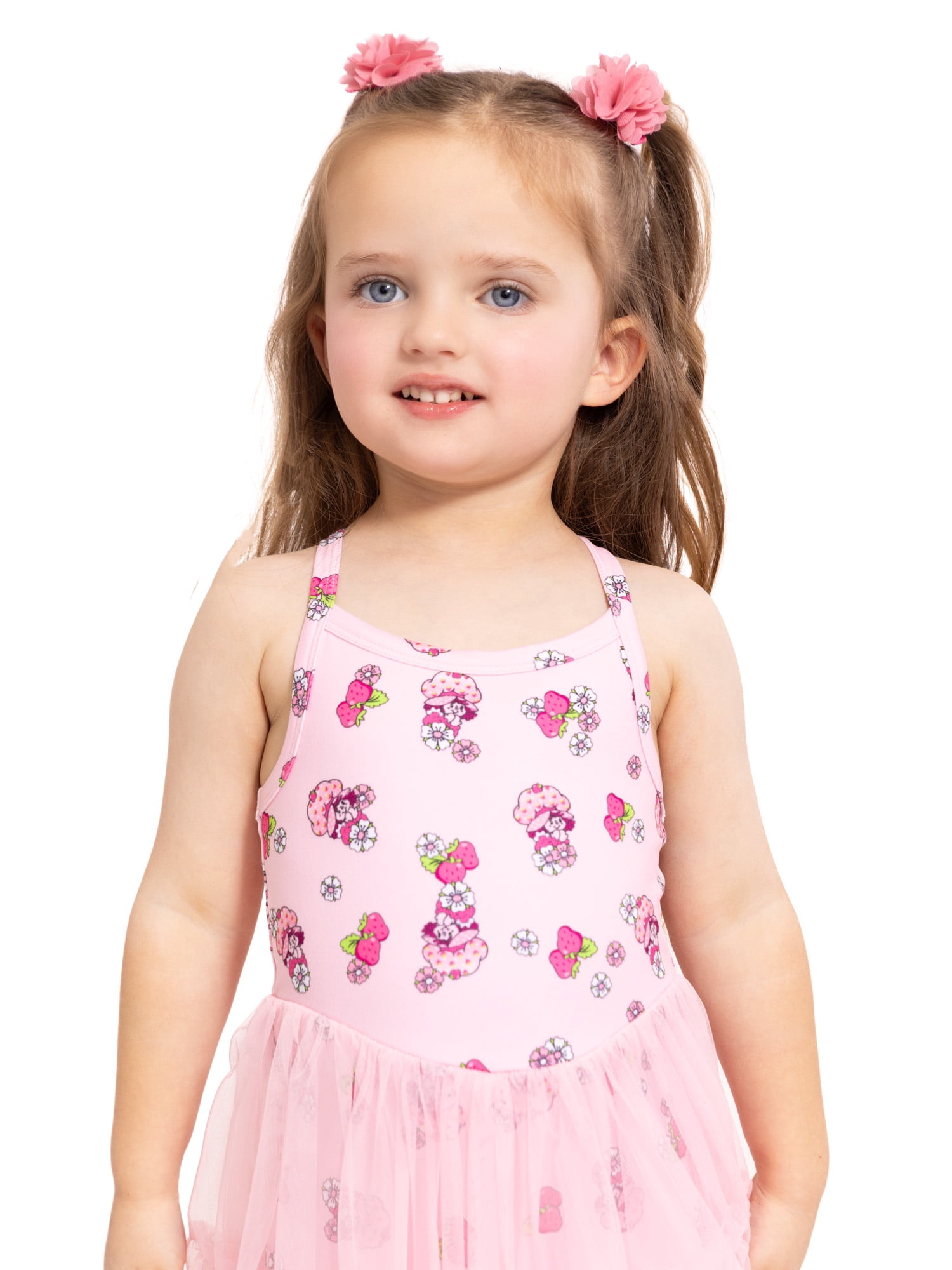 Strawberry Shortcake Toddler Girls' Sleeveless Romper with Tulle Skirt, Sizes 12M-5T