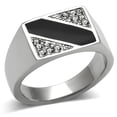 thumbnail image 1 of Men High Polished Stainless Steel Ring with Top Grade Crystal in Clear - Size 9, 1 of 1
