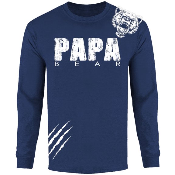 Men Papa Bear Scratch Long Sleeve Shirt