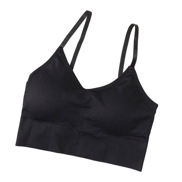 pitrice Soutien-Gorge Débardeur Court pour Femme Lingerie Aguichant Respirant Confortable Sans Coutures sous-Vêtements Soutien-Gorge Léger Couleur Unie Mince Sport Noir