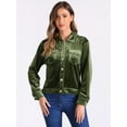 thumbnail image 4 of DARING DIVA Stylish Velvet Button-Up Long Sleeve Jacket M Army Green, 4 of 6