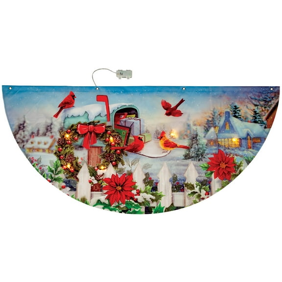 Lighted Cardinals Bunting - 58" Chrisas Decor with White LED Lights - Indoor/Outdoor Use - Battery-Operated with Timer - Easy Installation - By Fox River Creations