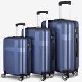 thumbnail image 2 of 3 Piece Luggage with TSA Lock ABS, Lightweight Suitcase with Hooks, Spinner Wheels Cross 20"24"28" Dark Blue, 2 of 5