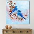 thumbnail image 2 of Designart ' Two Blue Birds Sitting On A Branch With Berries In Winter ' Traditional Canvas Wall Art Print, 2 of 4