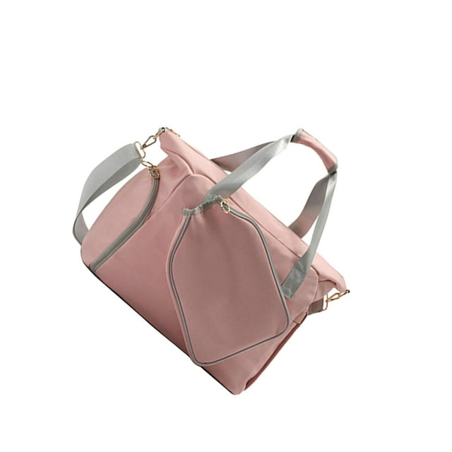 ZheElen Pickleball Racket Bag Zipper Pickleball Racket Shoe Compartment with Storage Pink 40.9x18.6x27.9cm