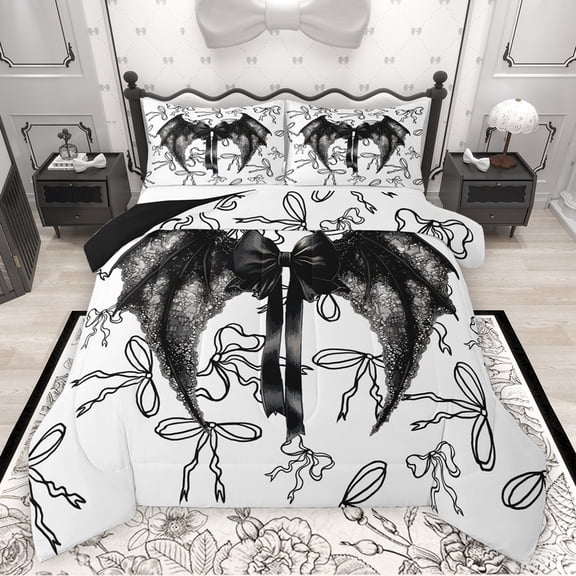 Feelyou Magic Angel Wings Bedding Comforter Set for Girl, Cartoon Princess Bowknot Twin Comforter Sets, Fairy Tale Theme Reversible Bedding Set, Super Cozy Room Decor, 2 Pieces