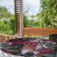 thumbnail image 2 of Ambesonne Tropical Fitted Round Tablecloth, Jungle Leaves Exotic Print, 45"- 56" Diameter, Dark Fuchsia and Dark Grey, 2 of 5