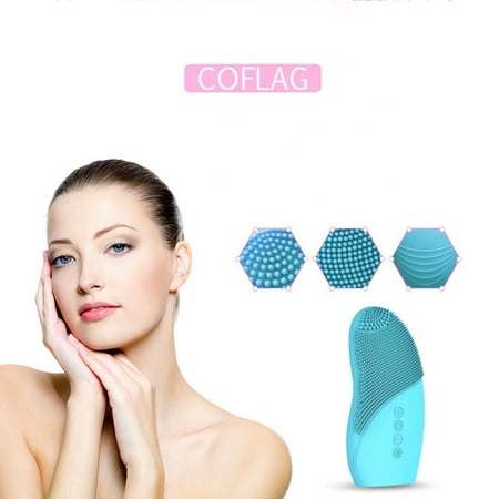 Instrument Washing - Facial Cleansing Instrument, Silicone Facial Cleansing Brush Ultrasonic Electric Wash Massager Facial Sonic Cleansing Instrument, Blue