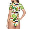 thumbnail image 3 of Uemuo Vegetables2 Pattern Women's One Piece Short Sleeve Swimsuit Rash Guard Surfing Modest Quick-drying Swimsuit Beach Essentials-Small, 3 of 9