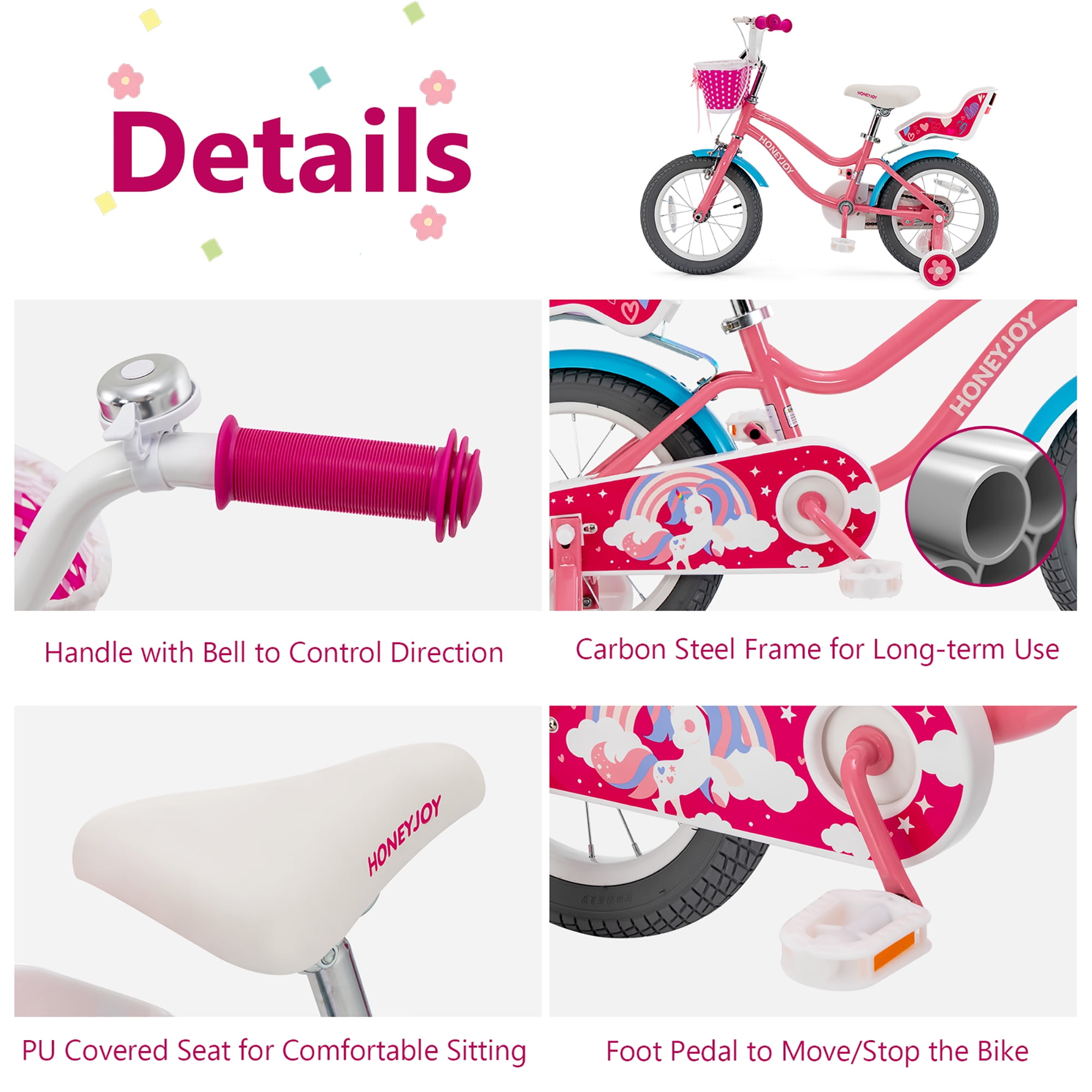 Gymax 14 Inches Kids Bicycle w/ Doll Chair & Basket Kids