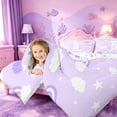 thumbnail image 3 of meiyoeat 3D Cartoon Heart Print King Size Comforter Setspurple Initial Alphabet J Comforters King Size For Girl,Colorful Stars Reversible,3-Piece,1 Comforter And 2 Pillowcases, 3 of 7