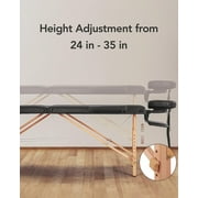Naipo Portable Massage Table Massage Bed Lash Bed Spa Bed Tatto Table Adjustable Height 9 Levels Maximum Weight 496LB 2 Wood