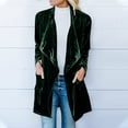 thumbnail image 2 of Luxalzxs Womens Solid Color Casual Long Sleeve Velvet Coat Jacket Open Front Mid-Length Cardigan Coat with Pockets Outerwear, 2 of 5