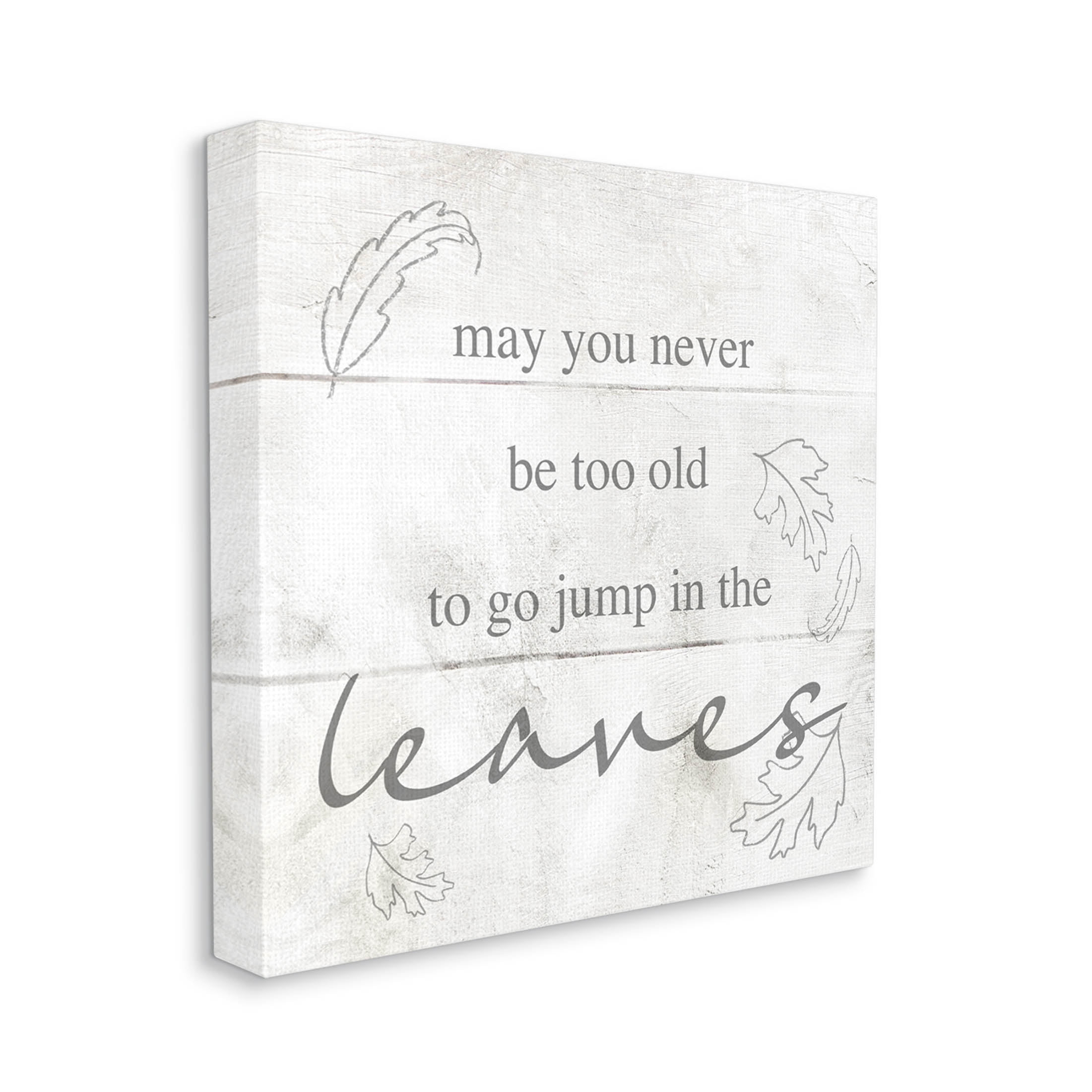 Stupell Industries Jump In The Leaves Autumn Phrase Graphic Art Gallery Wrapped Canvas Print Wall Art, Design by Lil' Rue