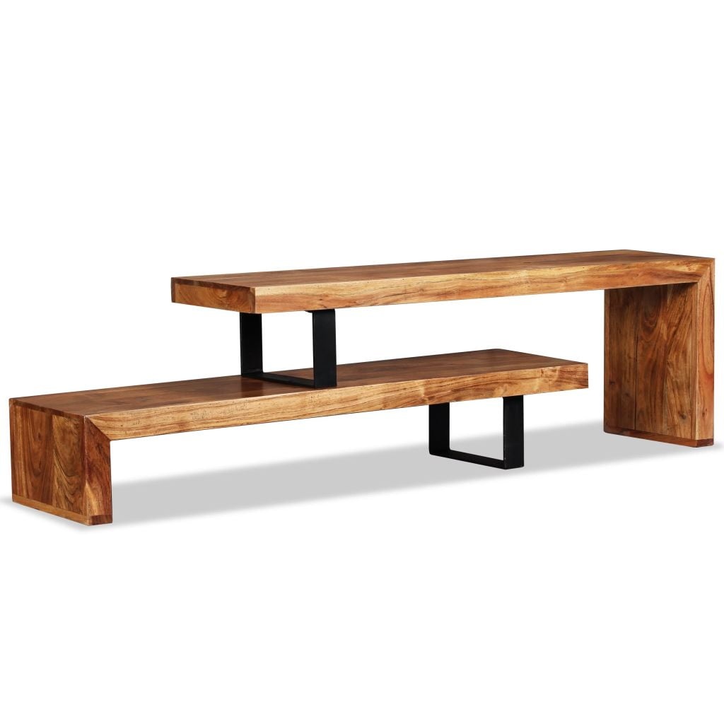 Kepooman Modern Solid Teak Wood Rectangle Media Table for Living Room, Brown Kepooman Modern Solid Teak Wood Rectangle Media Table for Living Room, Brown