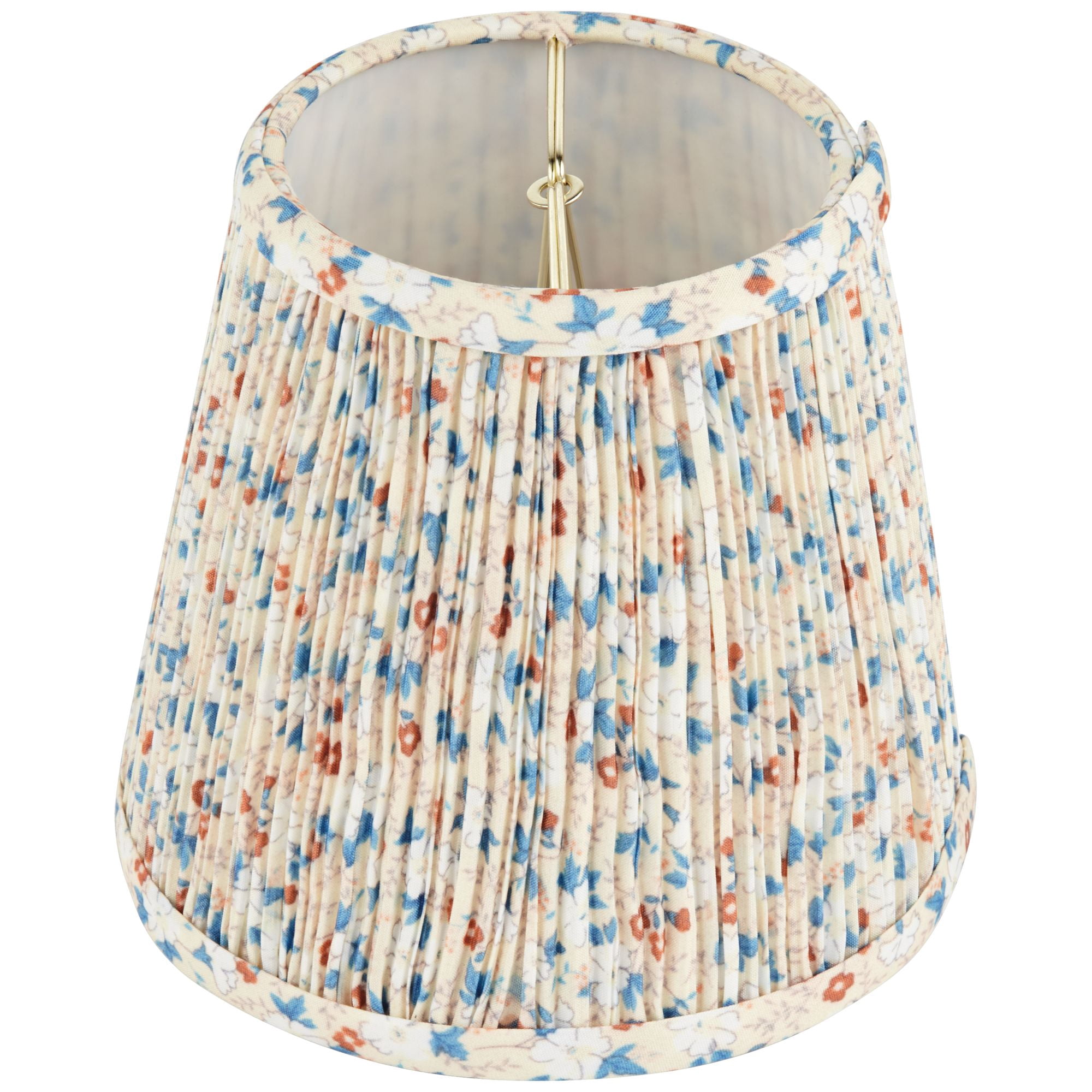 Springcrest 4" Top x 6" Bottom x 5 1/2" High x 5 1/2" Slant Print Lamp Shade Replacement Set of 4 Blue Red Leaf Pleated Clip On