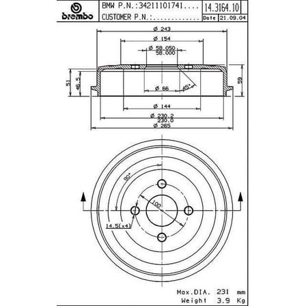 Brembo 71-72 BMW 2000tii/69-76 2002/69-71 2002ti/71-74 2002tii Rear Premium OE Equivalent Brake Drum