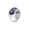 thumbnail image 4 of 4.49 Carat (Ctw) Lab-Created Blue Sapphire Flower Band Ring in Sterling Silver for Women, 4 of 6