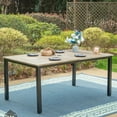 thumbnail image 2 of Summit Living Outdoor Rectangle Dining Table, 1.9" Umbrella Hole & Wood Grain Top for 6-Person, Black & Brown, 2 of 8