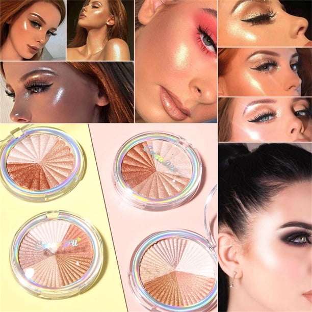 Fiudx Ofertas Relámpago Nuevo Maquillaje Polvo Facial Bronceador Monocromático Polvo Resaltador