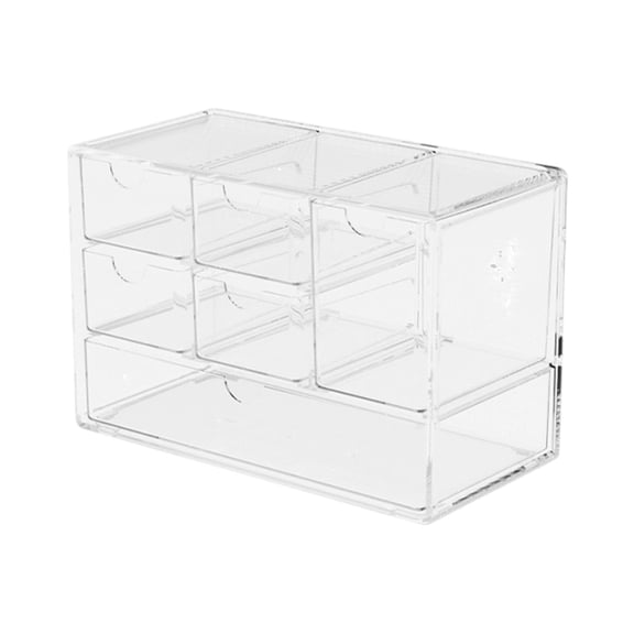 Transparent Desktop Storage Box Six-Drawer Organizer For Stationery Cosmetics Jewelry And Small Items Clear Acrylic