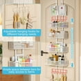 thumbnail image 5 of Adjustable Over The Door Organizer, Hanging Door Storage with PVC Pocket and 4 Metal Baskets Wall Mount, Closet Door Organizer Behind Door Rack for Bathroom Bedroom Closet, White, 5 of 7
