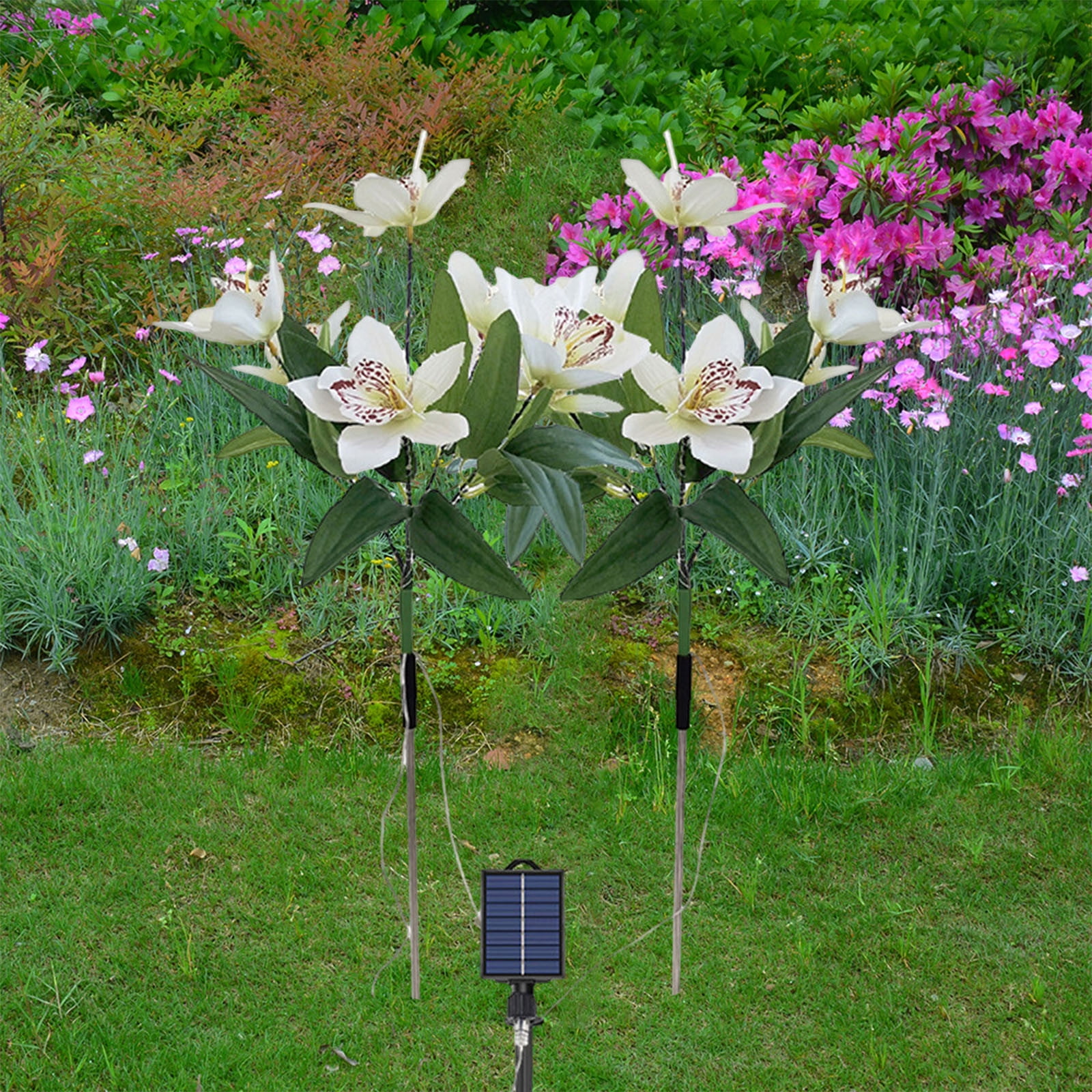 Artificial Flowers, Solar Flower Lights Outdoor, Solar Flowers Garden Decorative Lights Led Stake Lights Auto On/Off Bright Up To 8 Hrs, Staron Solar Flower Lights Outdoor, Solar