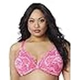 thumbnail image 3 of Bramour by Glamorise Women's Full Figure Plus Size Underwire Front Close Racerback Floral Lace Bra-Noho #7005 Fuchsia 48C, 3 of 4
