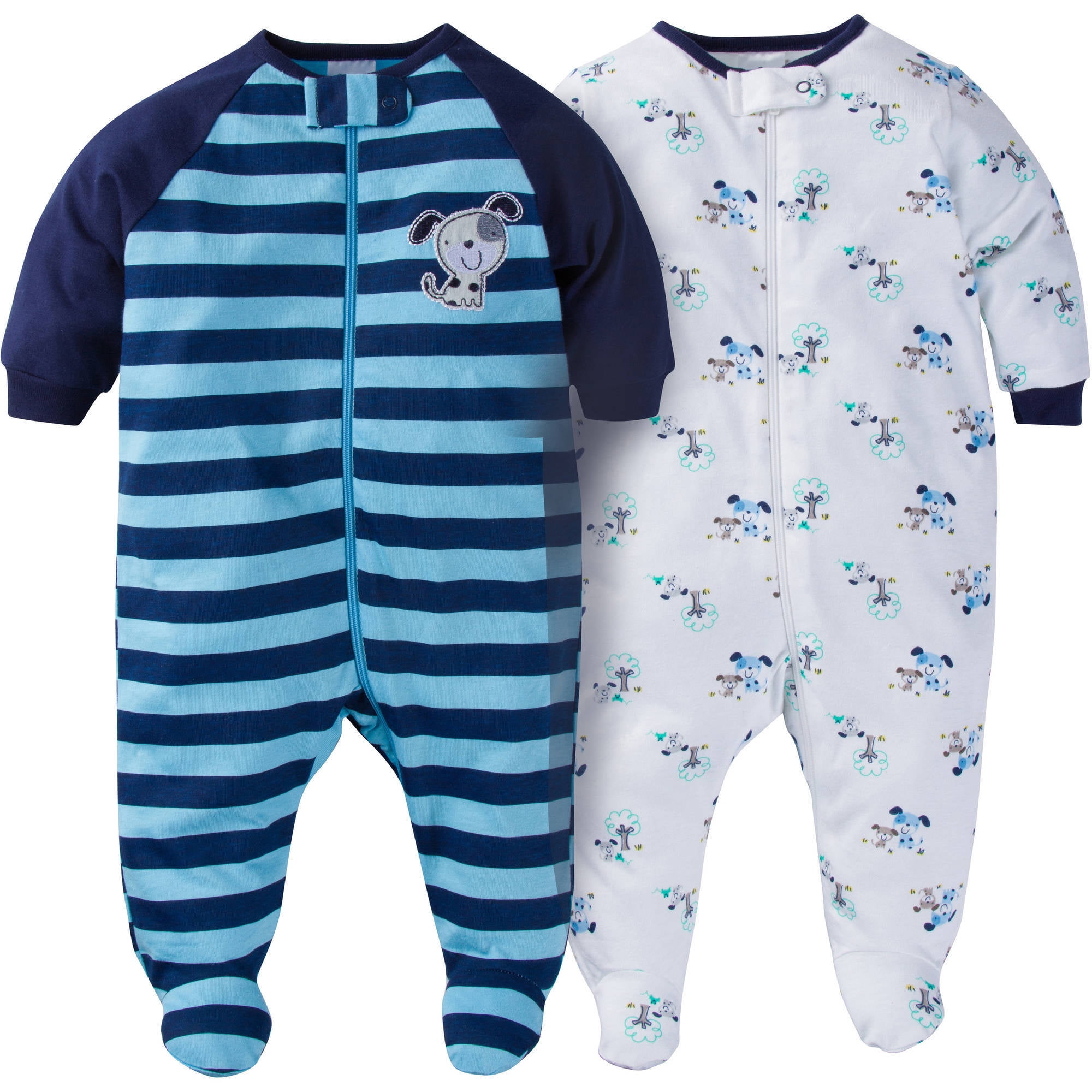 Gerber Newborn baby boy zip front sleep n play footed sleepers, 2pack