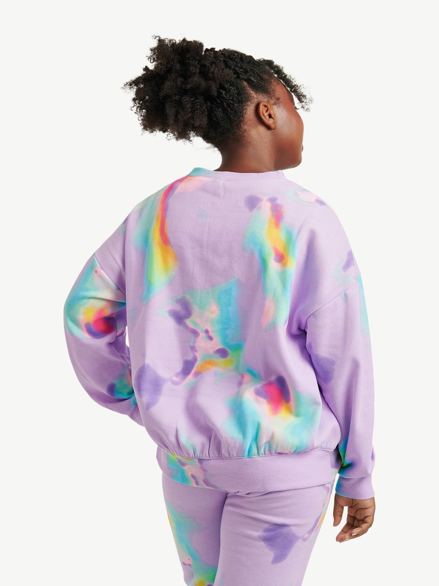 Justice Girls Fleece Crewneck Sweatshirt, XS-XLP, Palma Violet