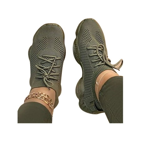 

Zodanni Womens Sneakers Mesh Running Shoe Breathable Sock Sneaker Women Trainers Walking Non-Slip Thick Sole Athletic Shoes Blackish Green 6