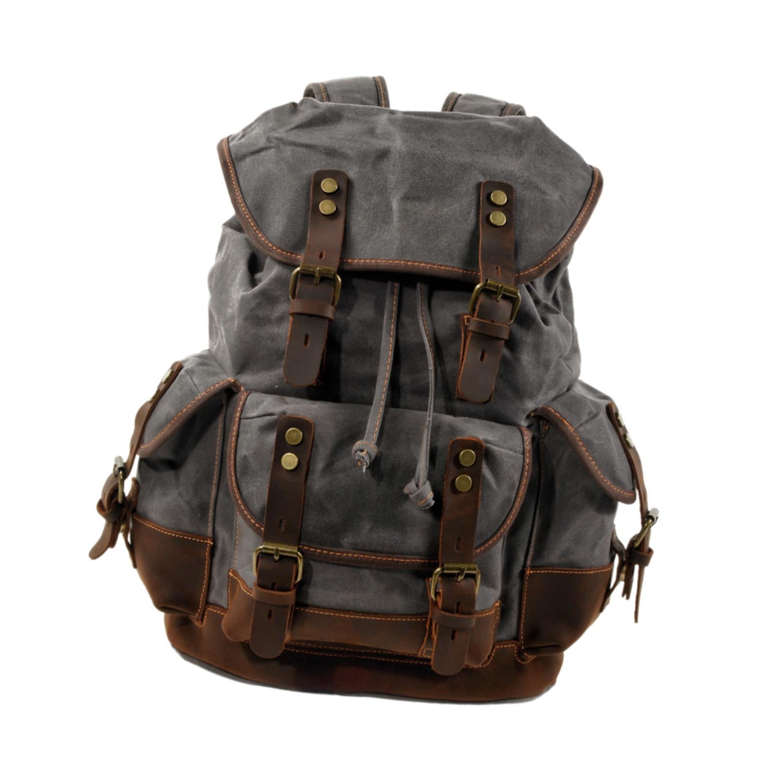 Ximing Canvas Backpack Casual Daypack Outdoor with Adjustable Shoulder Straps Adult Travel Rucksack Knapsack for Camping Backpacking Gray Walmart