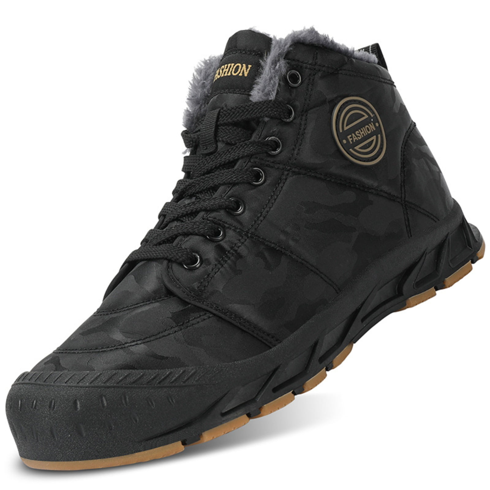 Men’s Insulated Outdoor Hiking Snow Boots, Fleece-Lined Warm Camouflage Winter Shoes with Protective Closed Toe, Non-Slip Waterproof Cold-Weather Boots for Outdoor Trekking