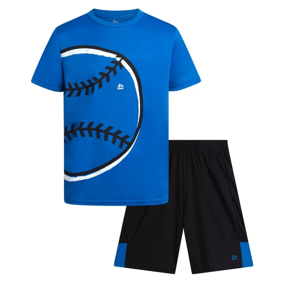 RBX Boys Athletic Shorts Set - 2 Piece Active Performance Graphic Tee and Mesh Gym Shorts for Boys (8-12)