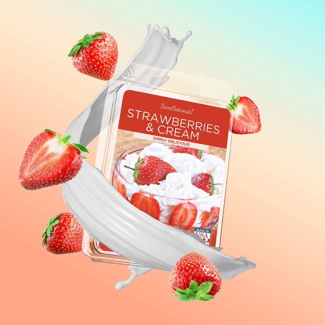 Strawberries & Cream Scented Wax Melts, ScentSationals, 2.5 Oz (5-Pack)