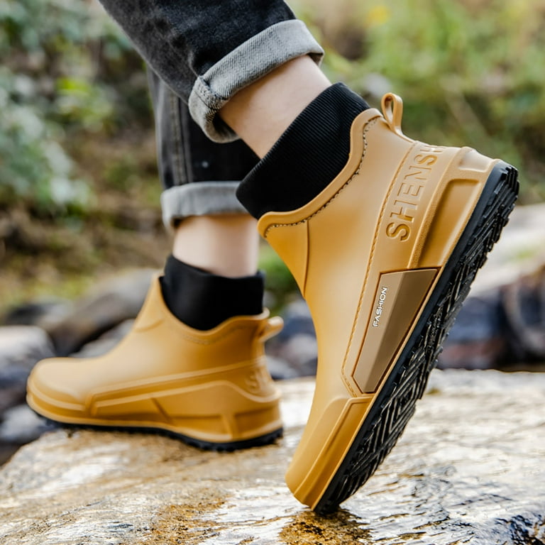 Rain Boots Yellow Short Boots Yellow Wellington Boots Womens