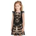 thumbnail image 1 of Fotbe Cyber Skeleton With Tattoos Vestido de Dormir para Niñas de 3 a 10 Años, Mangas Cortas, Estilo Princesa, Pijama Camisón con Mangas Voladas-Small, 1 of 6