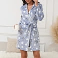thumbnail image 7 of Gaexia Fluffy Robes For Women Star Print Double Hooded Bathrobe Cozy Sleepwear Loungewear For Fall And Winter Seasons With Adjustable Drawstring, 7 of 7