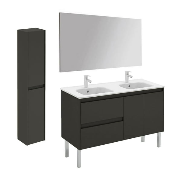 Ws Bath Collections Ambra 120F Dbl Pack 2 Ambra 48" Free Standing Double Basin Vanity Set