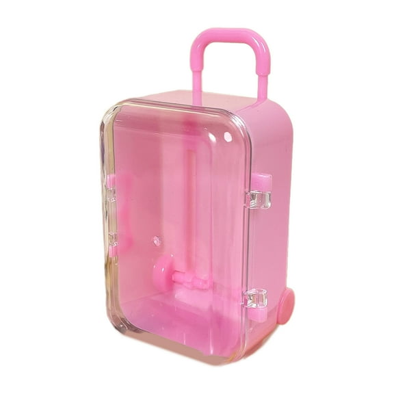 Suitcase Shape Lipstick Bag Women Small Card Luggage Storage Box Dolls Accessories Miniature Trolley Case Travel