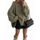 thumbnail image 1 of Suéteres de Cuello Alto de Gran Tamaño para Mujer, Jerseys de Punto Grueso de Larga, Ropa de Moda de Invierno, Otoño Verde M, 1 of 9