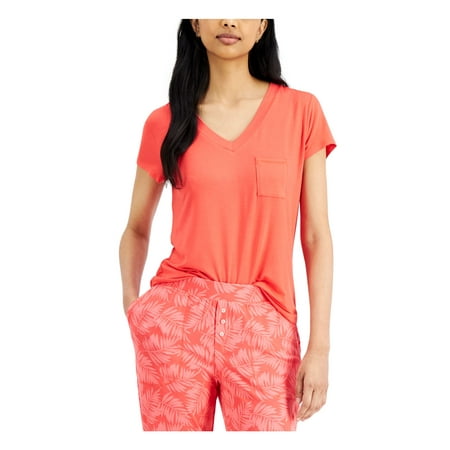 

ALFANI Intimates Coral Short Sleeve Pocketed Sleep Shirt XS