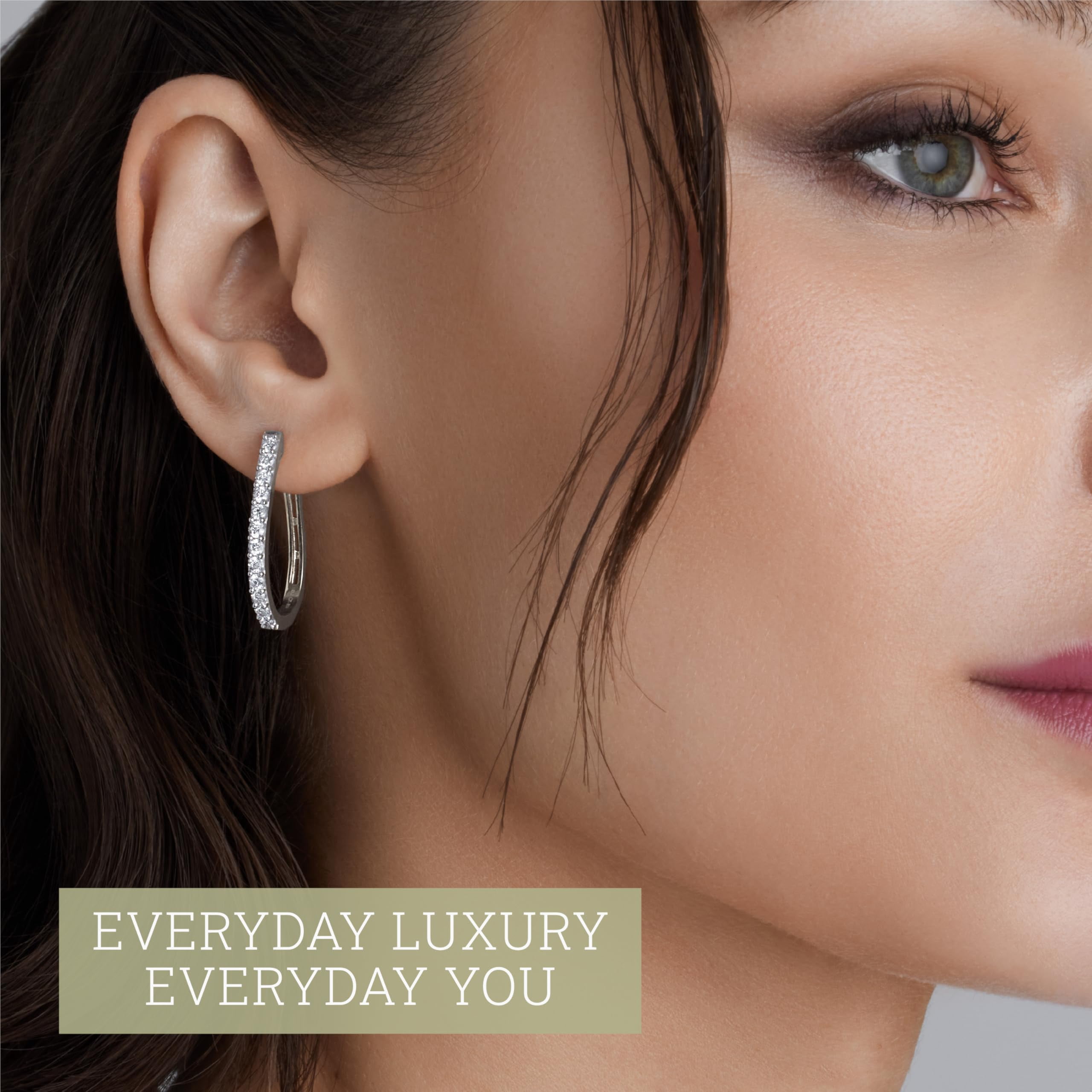 Gilded 1 Carat Total Weight Lab-Grown Diamond U-Shaped Hoop Earrings for Women in 925 Sterling Silver | Hypoallergenic Fine Jewelry | Latch Back Closure | SI1 Clarity, F Color