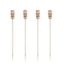 Viski Tiki Cocktail Picks, Skull Metal Toothpicks for Cherries, Set of 4