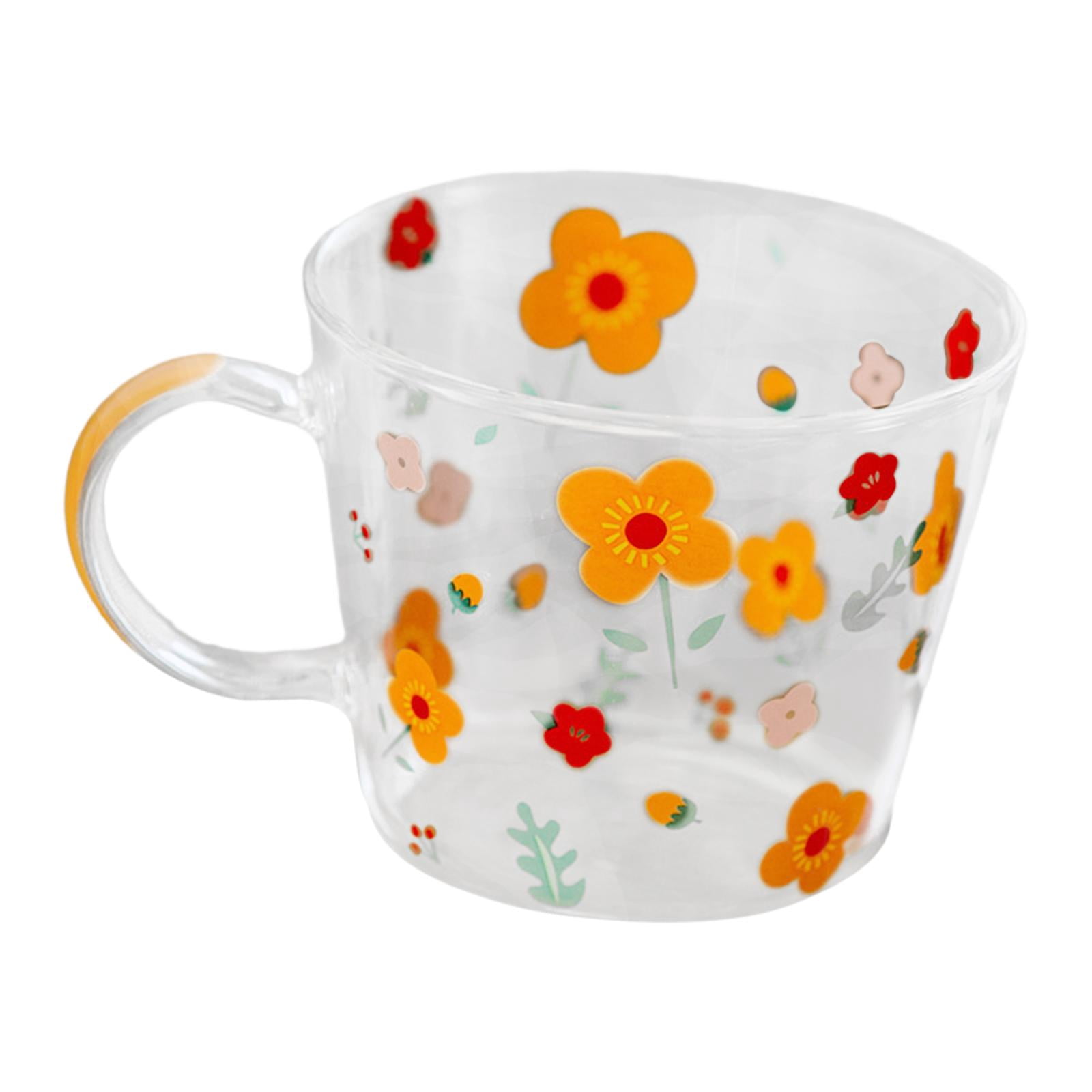 Glass Coffee Cup Tea Mug Espresso Cups 450ml with Handle Glass Water Cup Beverage Mugs for Oatmeal Milk Breakfast Beverage Birthday Gifts